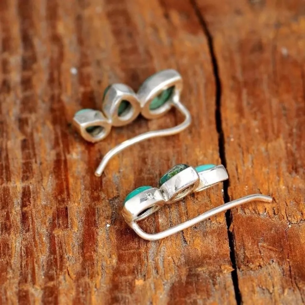 “Native” Turquoise Climber/Crawler Minimalist Boho/Festival/Hippie DaintyEarring - Picture 5 of 6